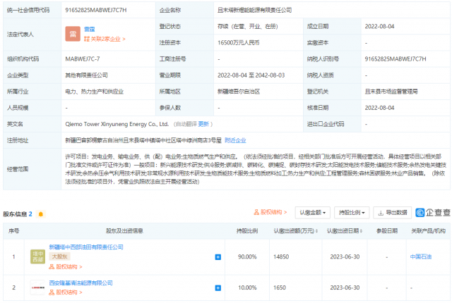 中國石油、隆基投資成立能源公司