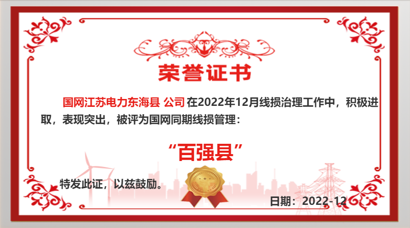 國網(wǎng)東?？h供電公司同期線損工作再獲佳績