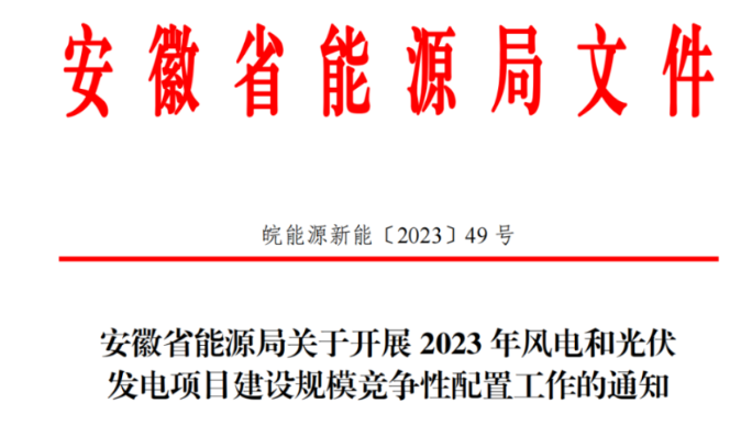 150萬千瓦！安徽省2023年風(fēng)電項(xiàng)目建設(shè)規(guī)模競(jìng)配方案公布